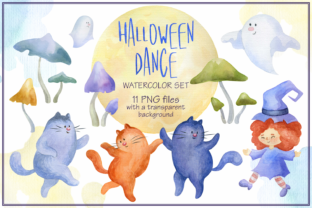 Halloween Dance Watercolor Set Illustrations