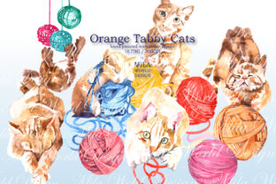 Orange Tabby Cat Watercolor Clipart & Illustrations