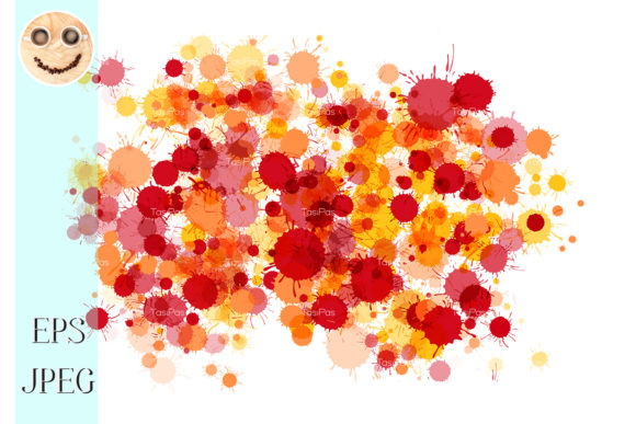Red, Orange, Yellow Watercolor Drops Illustrations