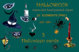 Set of Watercolor Halloween Clipart & Illustrations