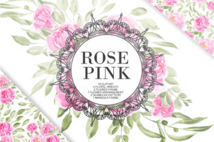 Sweet Rose Pink Watercolor Set & Illustrations