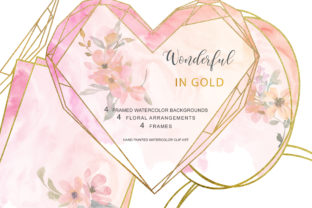 Watercolor Blush Gold Geometric Frames Illustrations