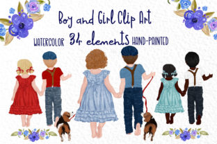 Watercolor Children Clipart & Illustrations