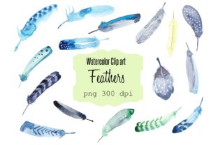 Watercolor Clip Art Feathers & Illustrations