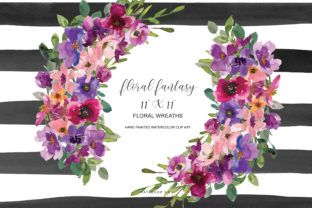 Watercolor Colorful Flowers Wreath Illustrations