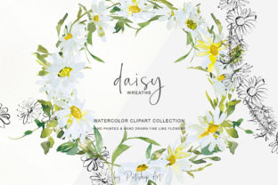 Watercolor Daisy Wreath Clip Art Set Review