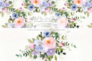 Watercolor Floral Blush Purple Set & Illustrations