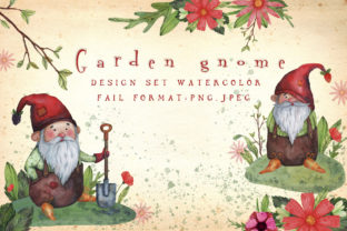 Watercolor Garden Gnome Set Illustrations