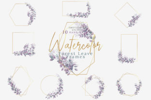 Watercolor Geometric Forest Leaves Frame Illustrations