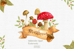 Watercolor Mushroom Clipart & Illustrations