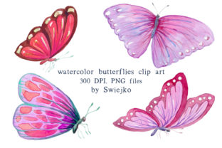 Watercolor Pink Butterflies Illustrations Review