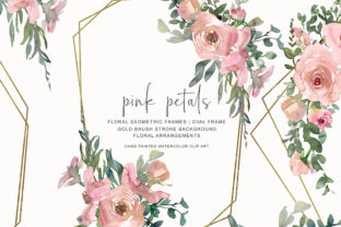 Watercolor Pink Gold Floral Frame Set Illustrations