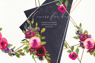 Watercolor Rose Frame Wreath Set Illustrations