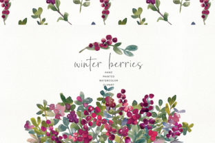 Watercolor Winter Berry Clipart - Winter Illustrations
